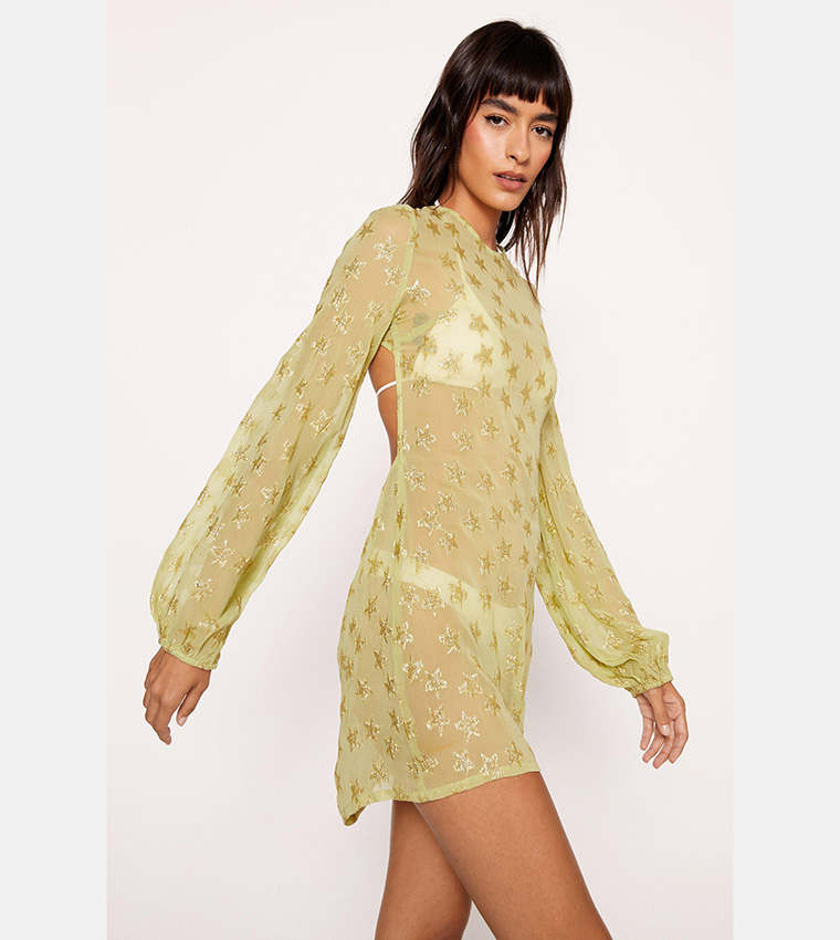 green and gold party dress Amarra Short Gold-Fringe Emerald Party Dress -PromGirl Emerald/Gold / 16 main image 1