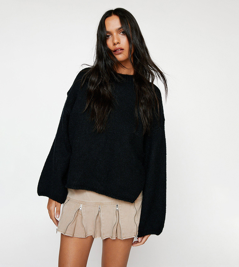 Oversized black shop crew neck sweater