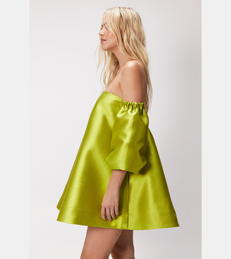 max studio green maxi dress Enya Green Short Satin Dress w/ Cowl Neck main image 1