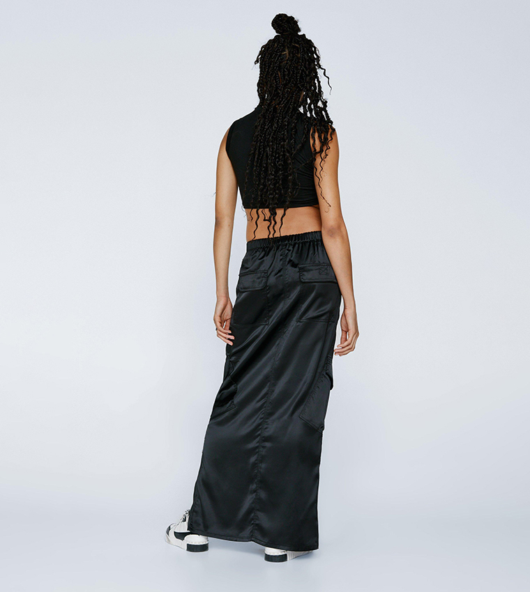 mid length satin skirts xl