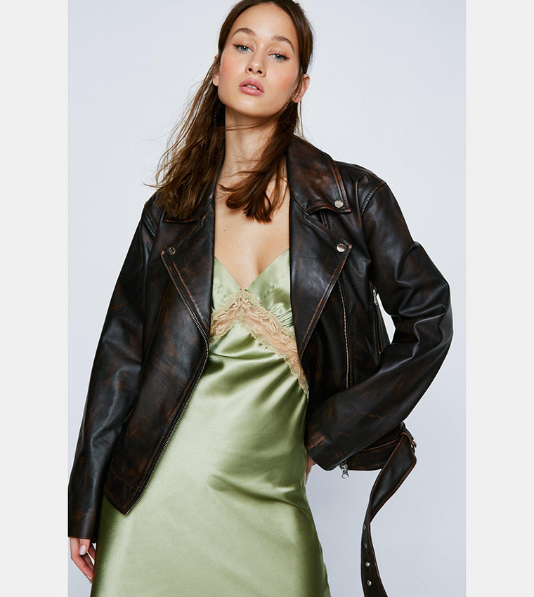 Petite genuine leather outlet jacket