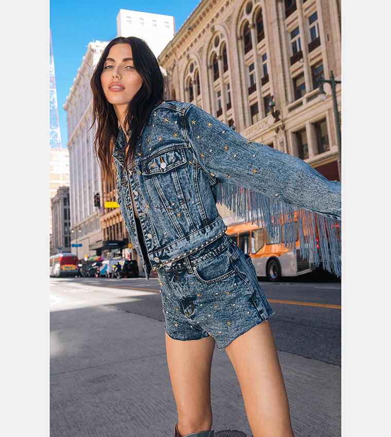 Blue jean store jacket with stars