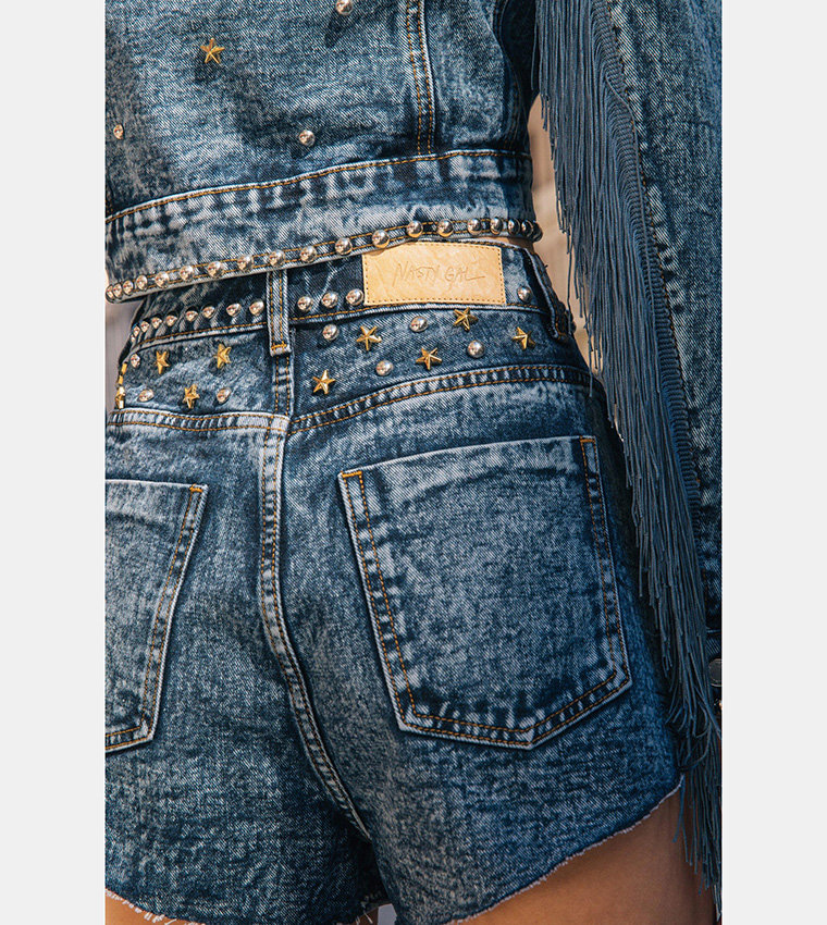 Premium Embellished Star Studded Jean Shorts