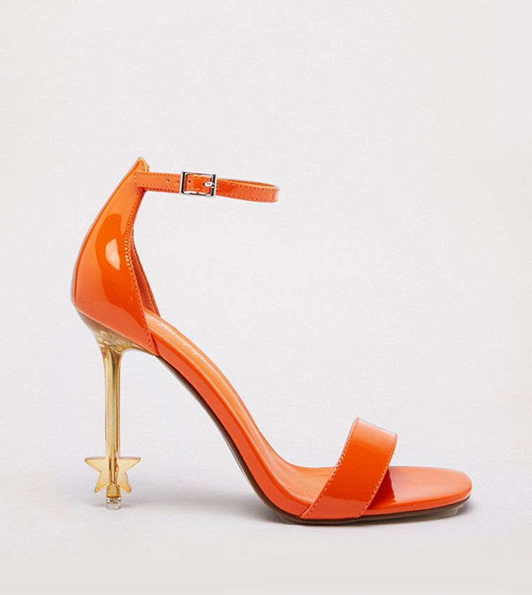 Orange strappy heels sale