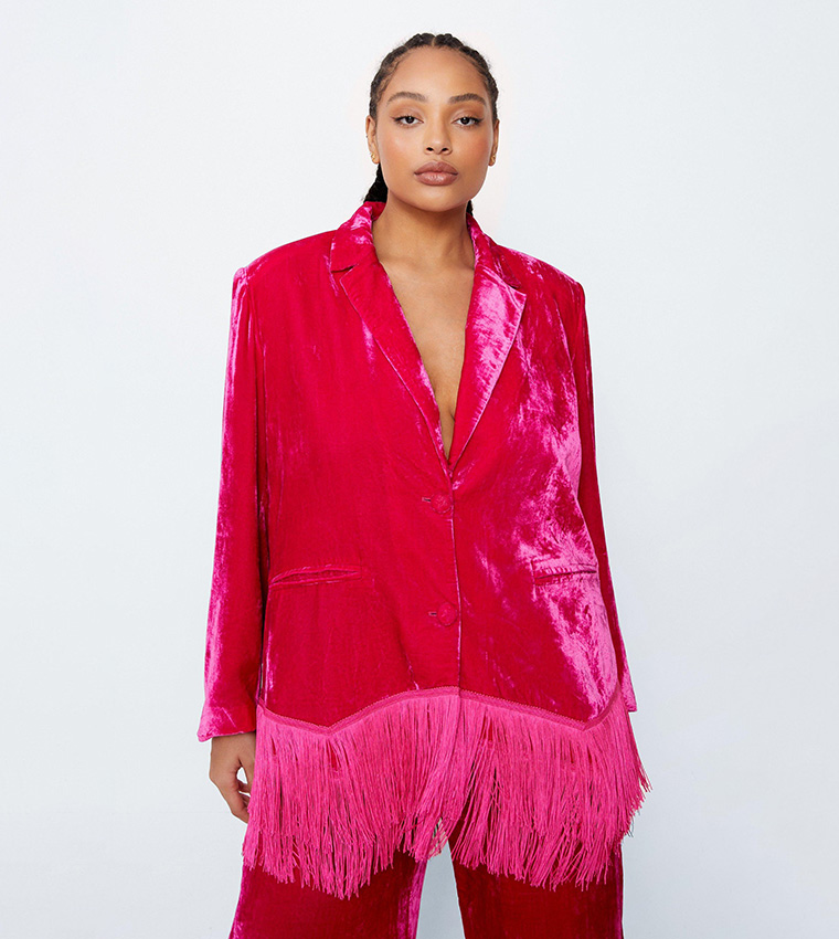 pink velvet nasty gal velvet blazer
