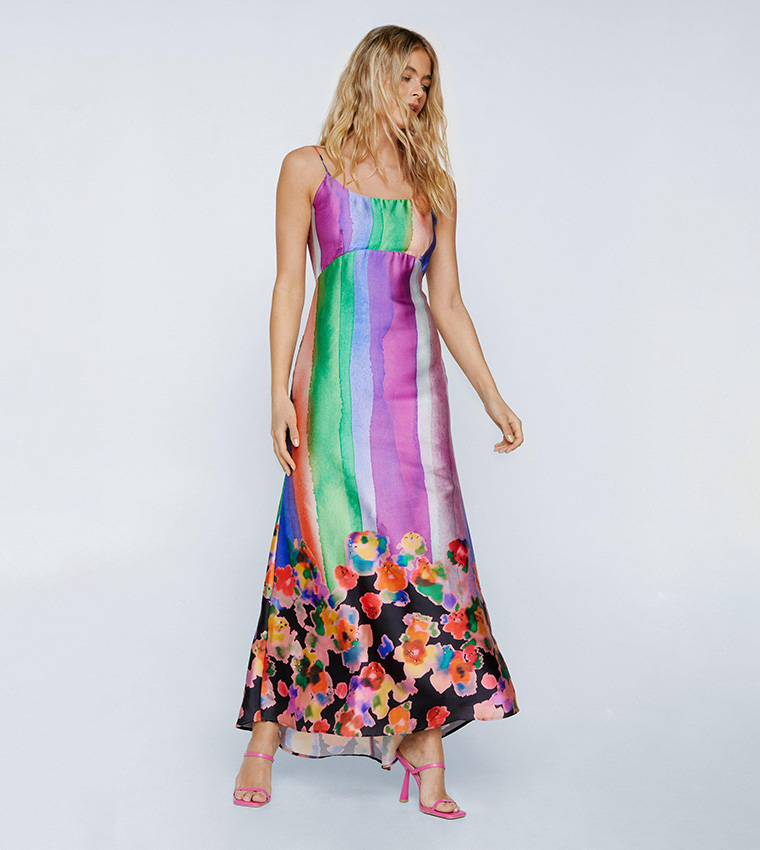 Buy Nasty Gal Petite Tie Dye Floral Placement Print Embellished