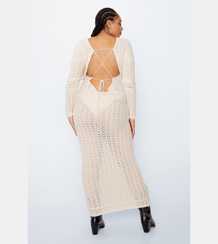 Open back crochet maxi sale dress