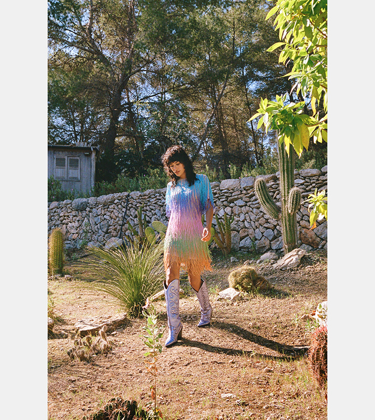 Rainbow Tassel Fringe Shift Dress