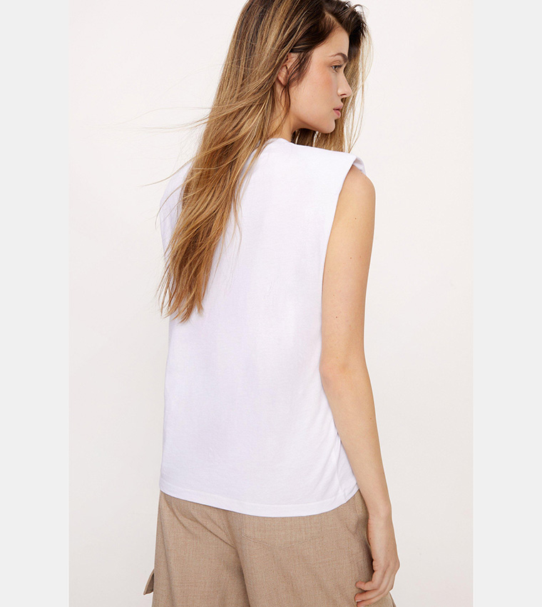 Buy Nasty Gal Shoulder Pad Oversized Tank Top In White 6thStreet UAE