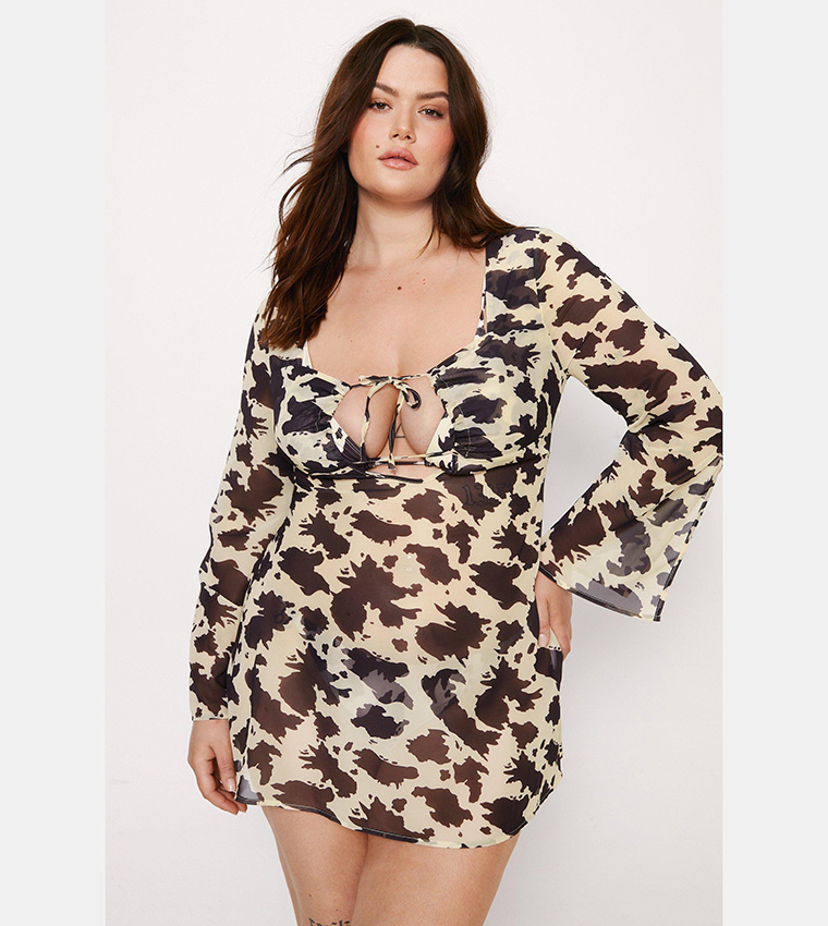 Plus size shops cow print dress