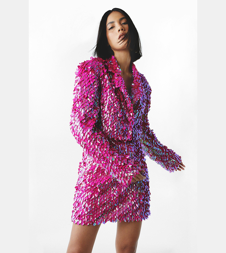 Buy Nasty Gal Premium Two Piece Set Disc Sequin Mini Skirt In Pink