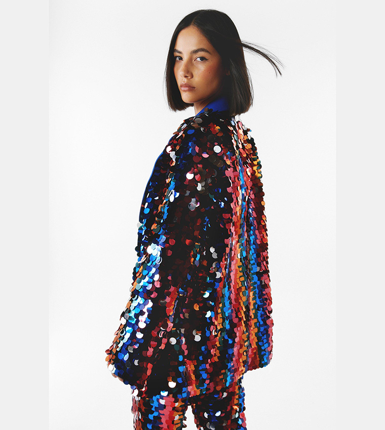 Multi colored sequin jacket best sale