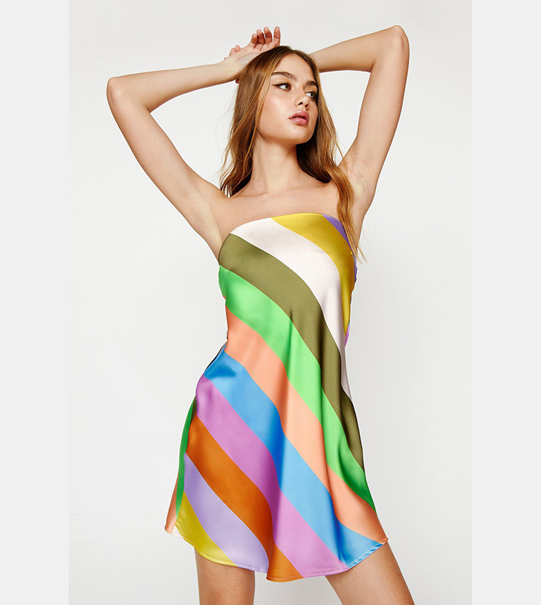 One shoulder hotsell rainbow dress