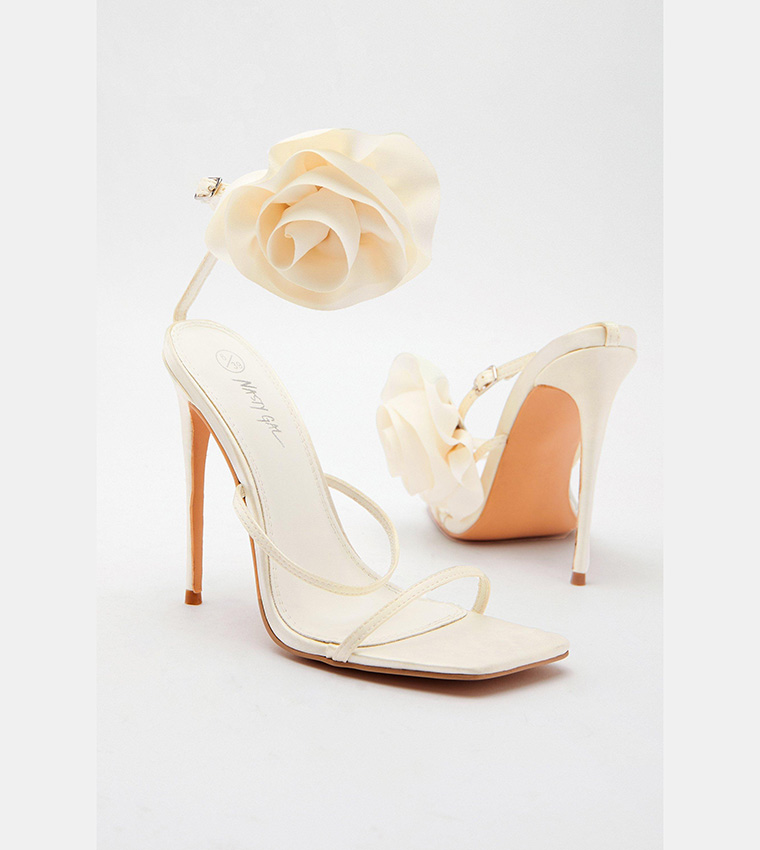 Satin Oversized Flower Heels