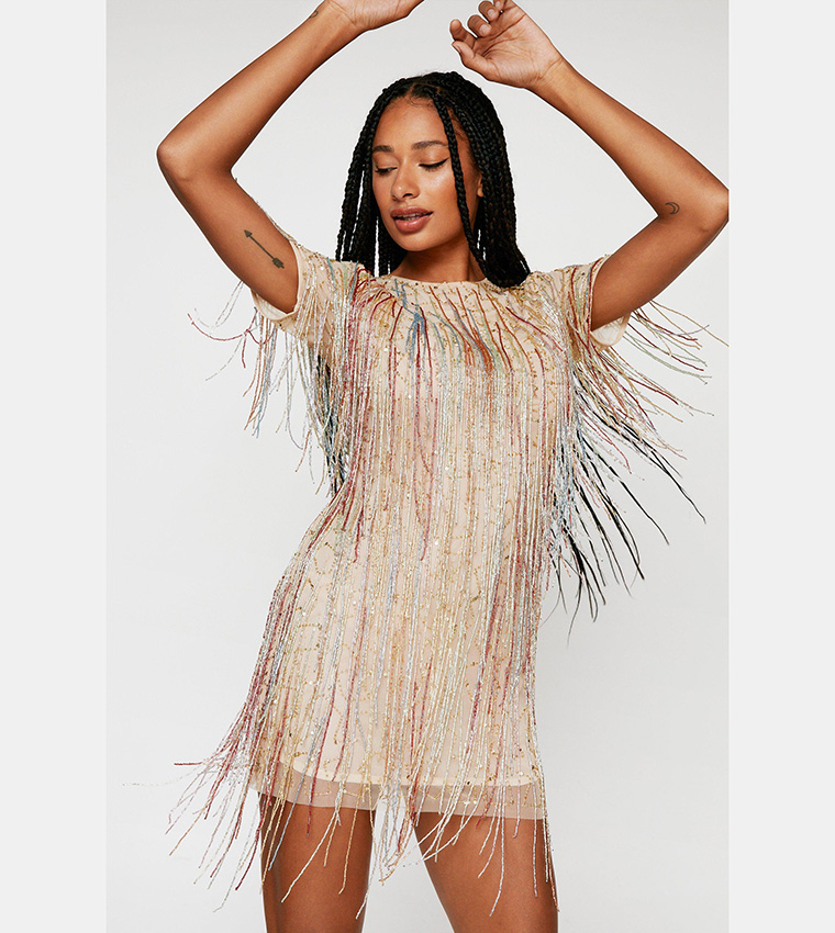 Beaded shift outlet dress