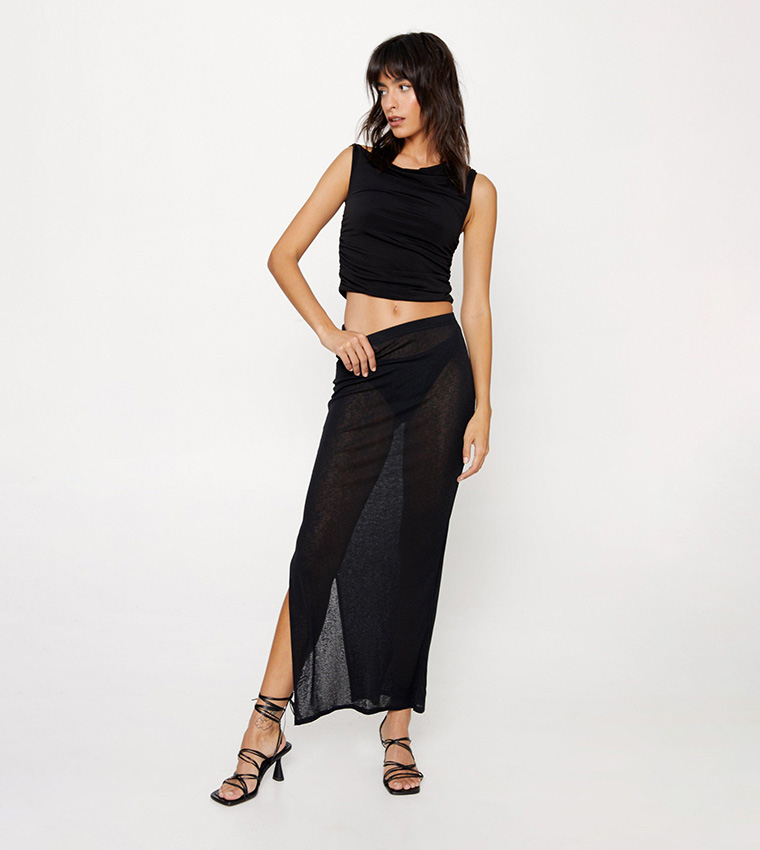 Buy Nasty Gal Sheer Mesh Maxi Skirt In Black 6thStreet Saudi Arabia