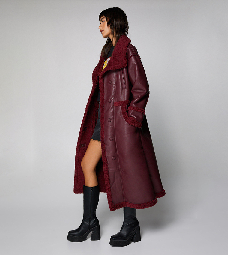 Oxblood faux leather clearance jacket