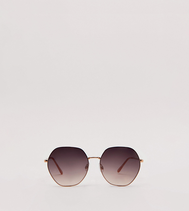 Buy Nasty Gal Oversized Circle Lens Aviator Sunglasses In Pink 6thStreet Oman