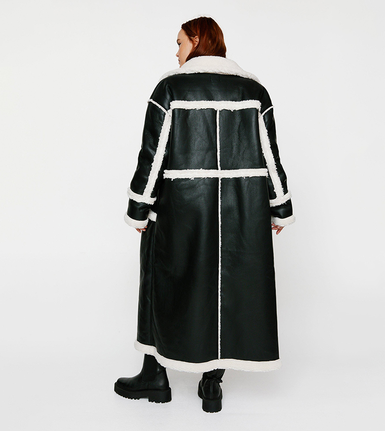 Buy Nasty Gal Plus Size Longline Faux Leather Coat In Black
