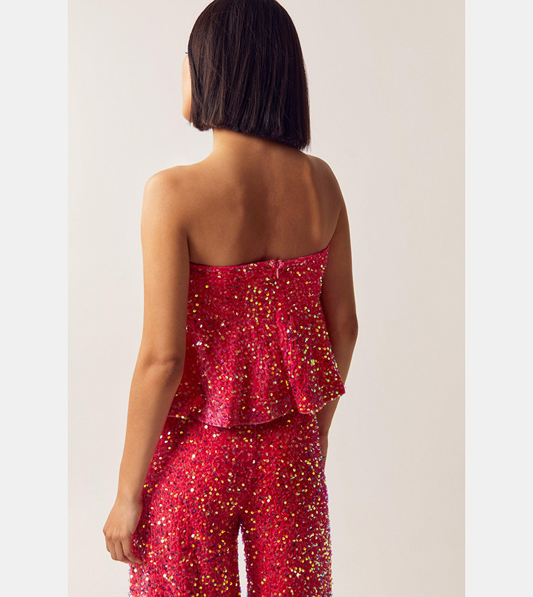 Coral sequin top outlet