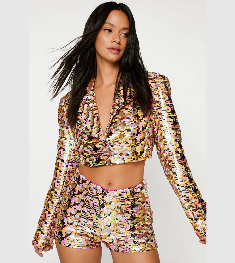 Cropped sequin blazer best sale