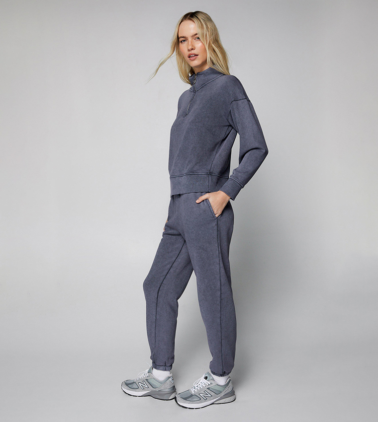 Buy Nasty Gal Acid Wash Elasticated Hem Joggers In Grey 6thStreet Kuwait