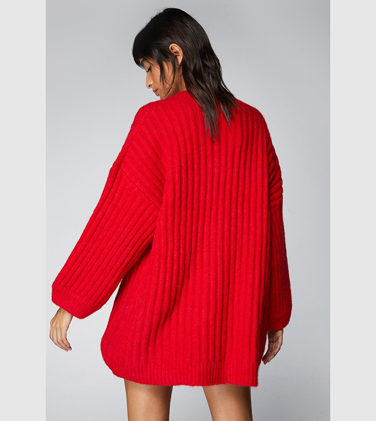 Buy Nasty Gal Slouchy V Neck Oversized Sweater In Red | 6thstreet UAE