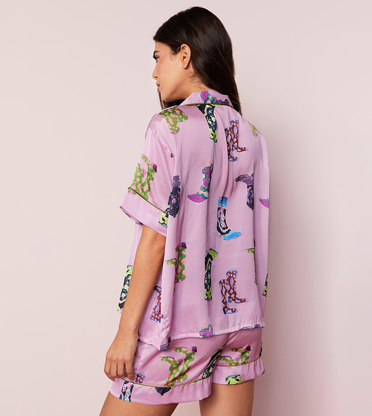 Buy Nasty Gal Satin Cowboy Boot Pajama Set In Pink | 6thStreet Saudi Arabia