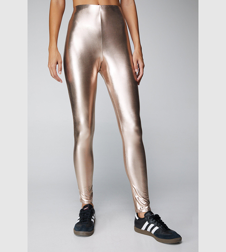 Buy Nasty Gal High Shine Silver Leggings In Pink 6thStreet Oman