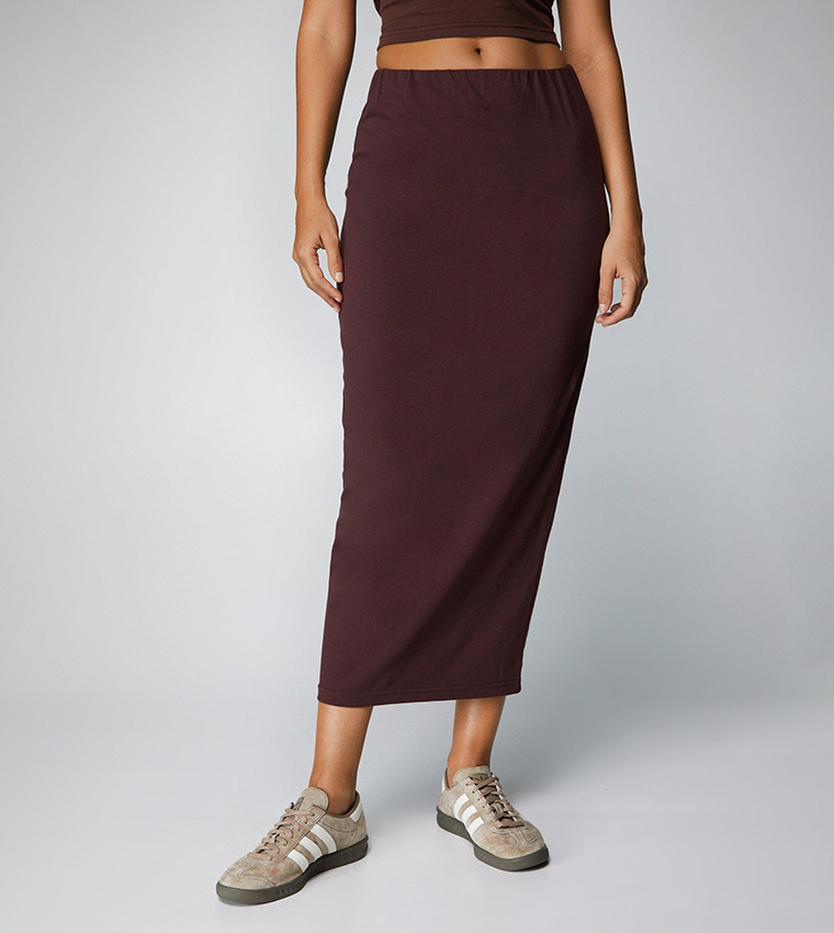 Super Soft Ribbed Midi Skirt