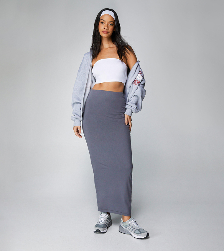 Jersey maxi skirt clearance grey