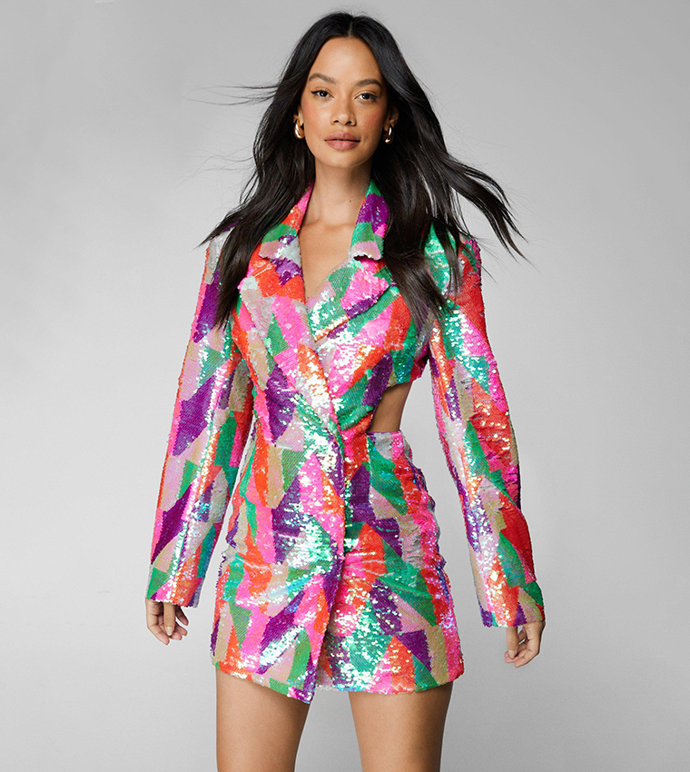 Buy Nasty Gal Chevron Sequin Blazer Dress In Multiple Colors