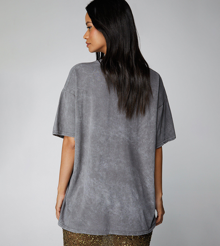 Buy Nasty Gal Fleetwood Mac Overdyed Graphic T Shirt In Grey | 6thStreet  Qatar