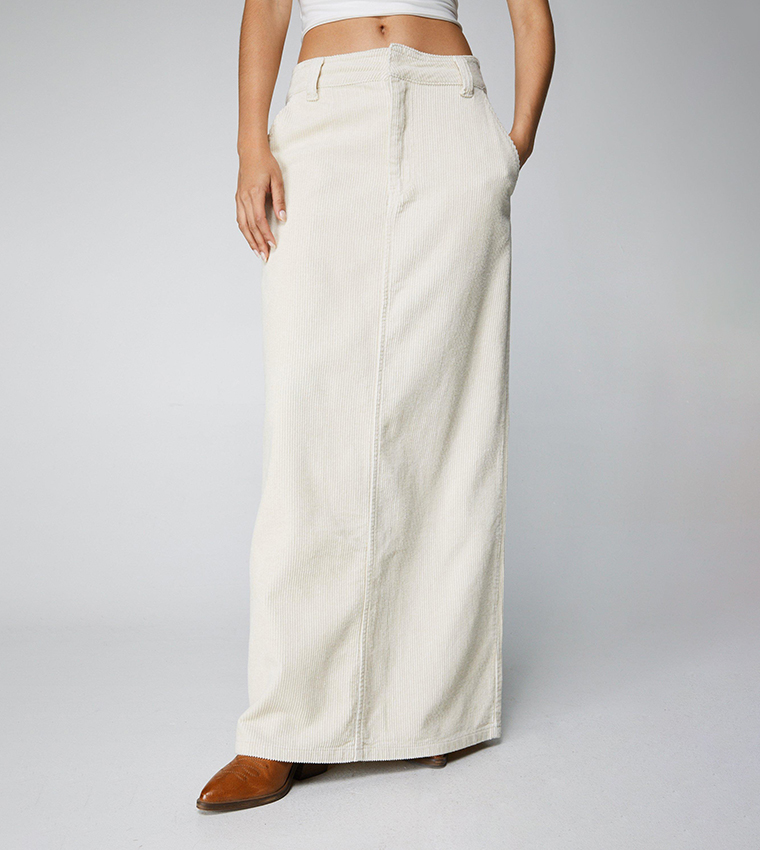 Corduroy Column Maxi Skirt