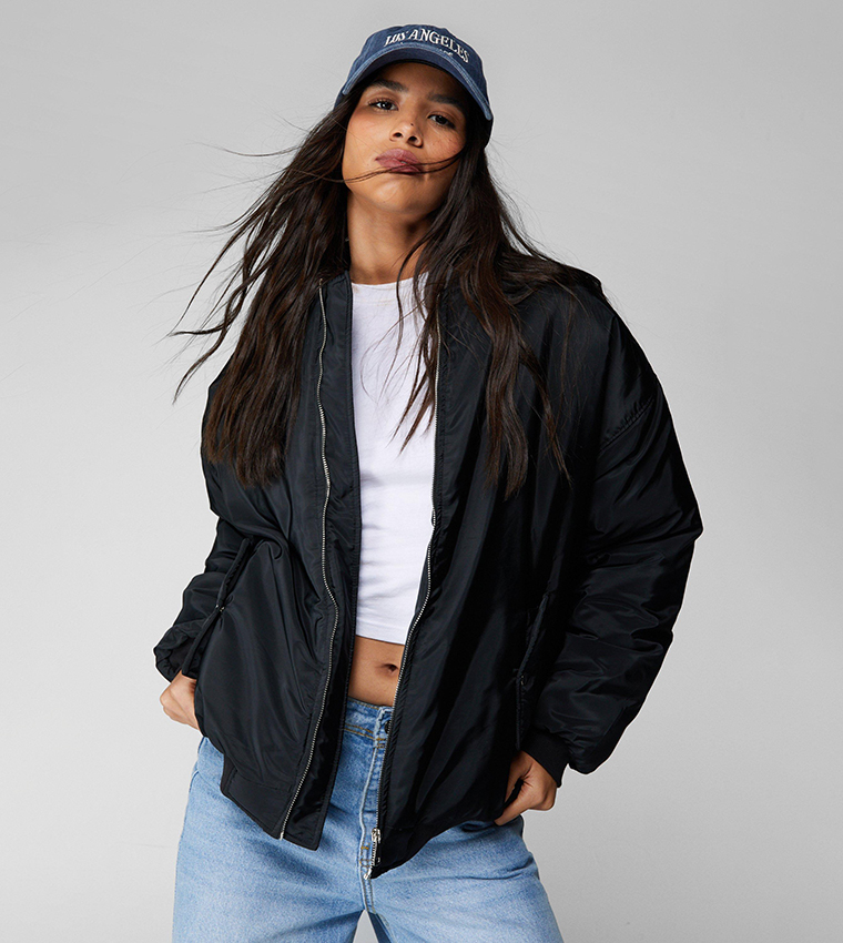 Oversized black shop bomber jacket