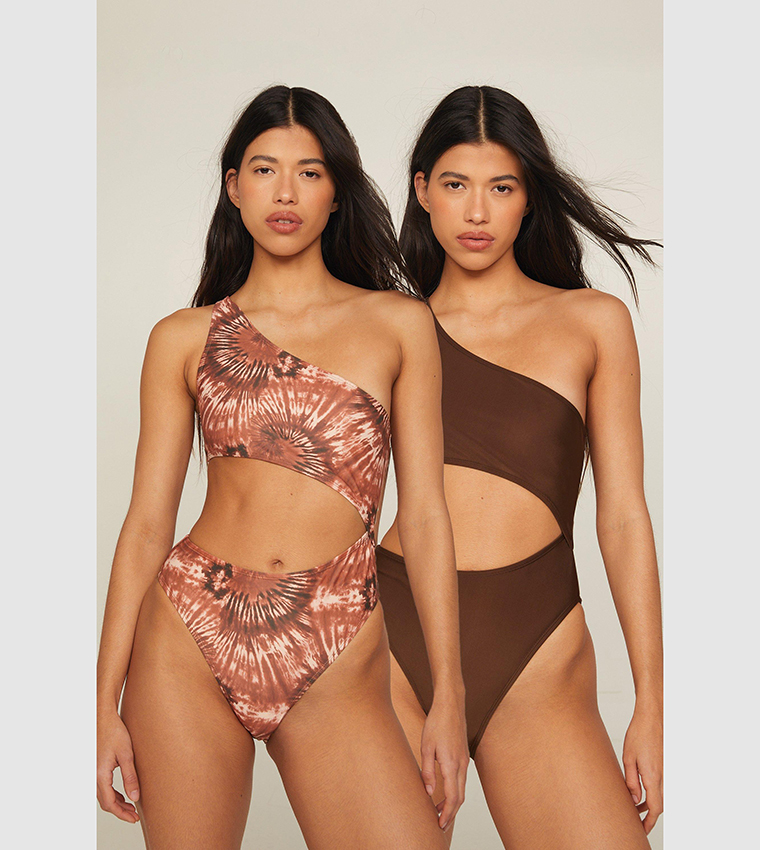 Buy Nasty Gal Pack Of 2 Tie Dye One Shoulder Cut Out Swimsuits In Multiple Colors 6thStreet UAE