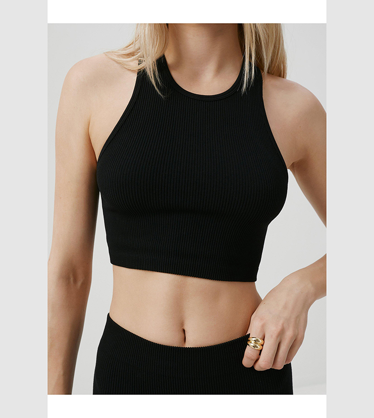 Spencer Seamless Racer High Neck Tank Black