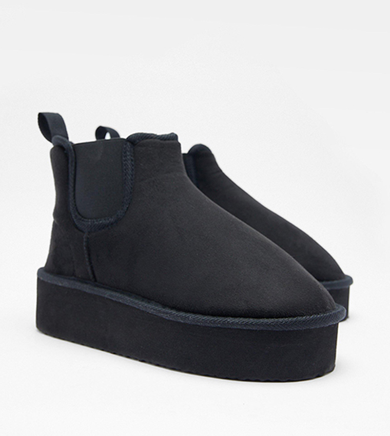 Buy Nasty Gal Outlet Faux Suede Platform Chelsea Boots In Black