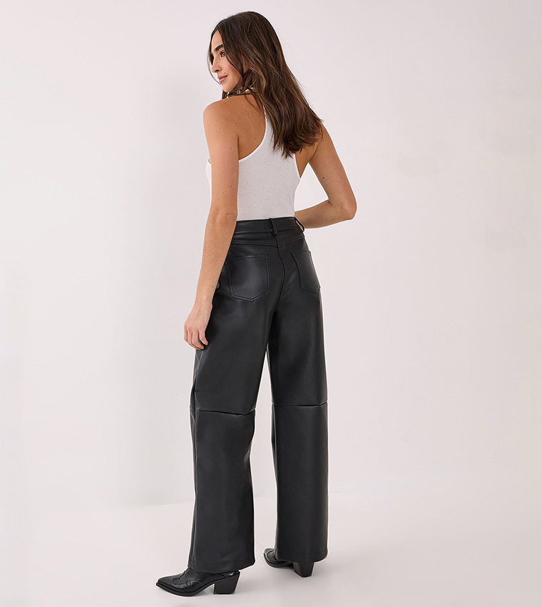 Buy Nasty Gal Essentials Faux Leather Trousers In Black