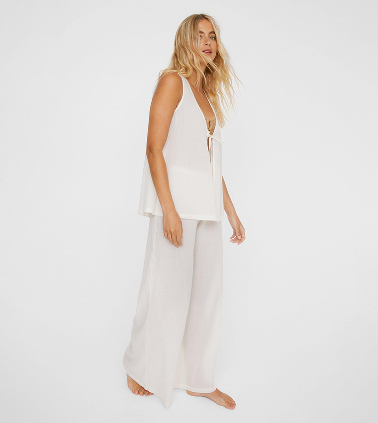 Tie Front Waistcoat and Pants Beach Set