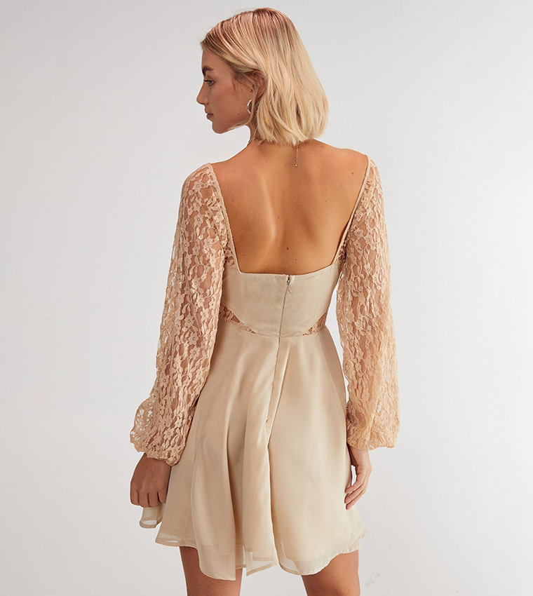 Lace Insert Skater Mini Dress