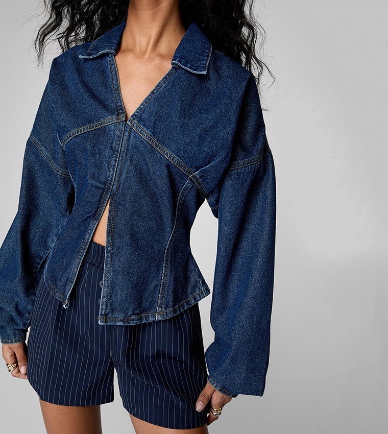 Collared Corset Denim Shirt