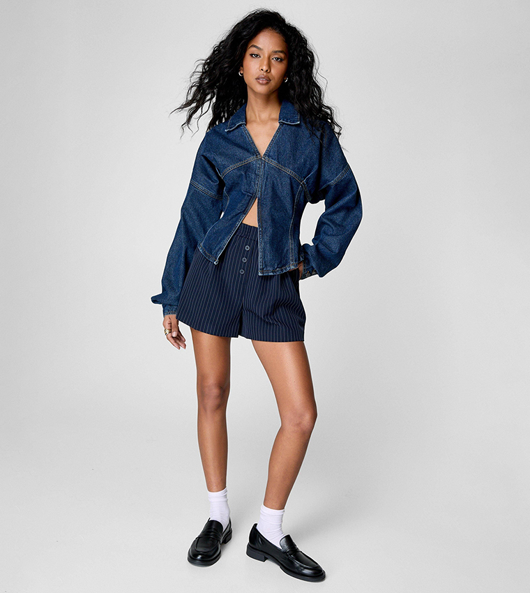 Collared Corset Denim Shirt