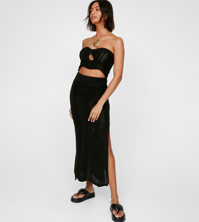 Buy Nasty Gal Knitted Maxi Skirt Co Ord Set In Black 6thStreet Bahrain