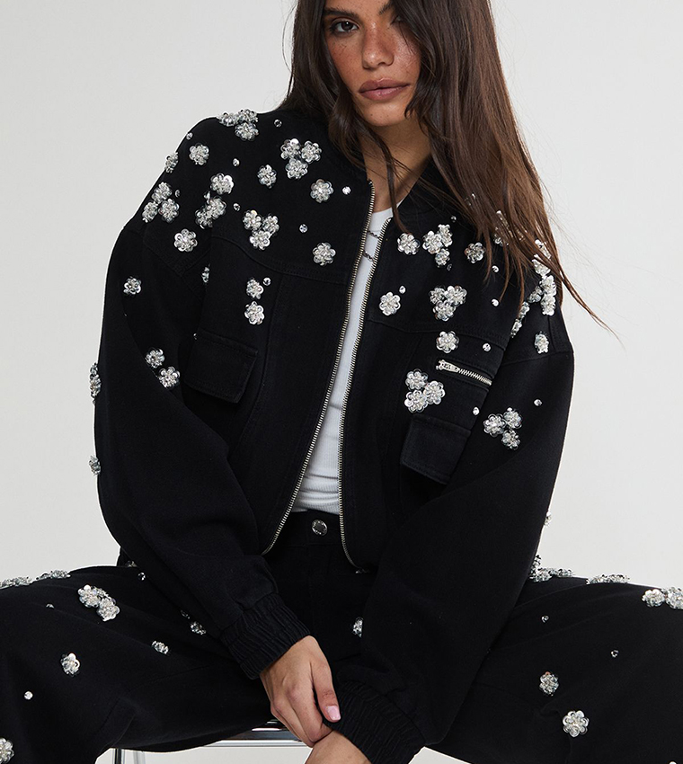 Limited Embellished Flower Applique Jacket