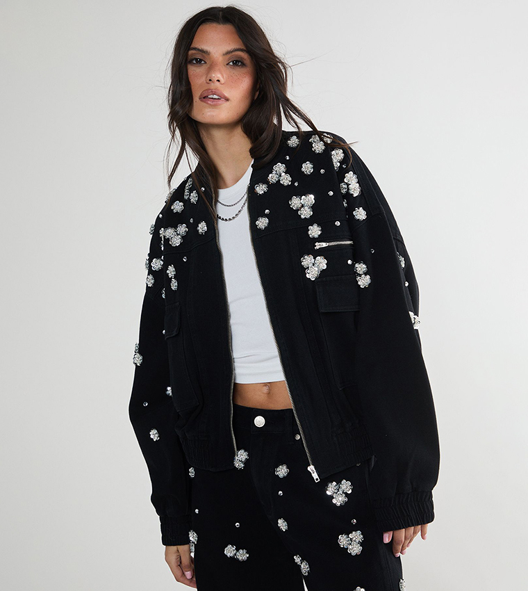 Limited Embellished Flower Applique Jacket
