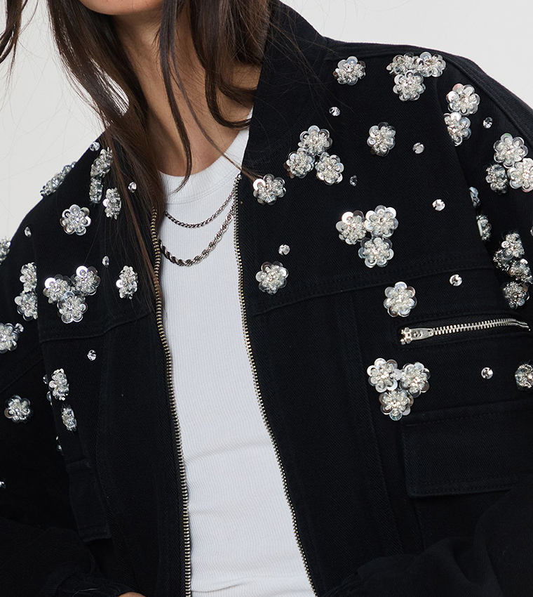 Limited Embellished Flower Applique Jacket