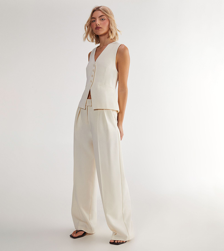 Pleat Front Tailored Straight Fit Trousers