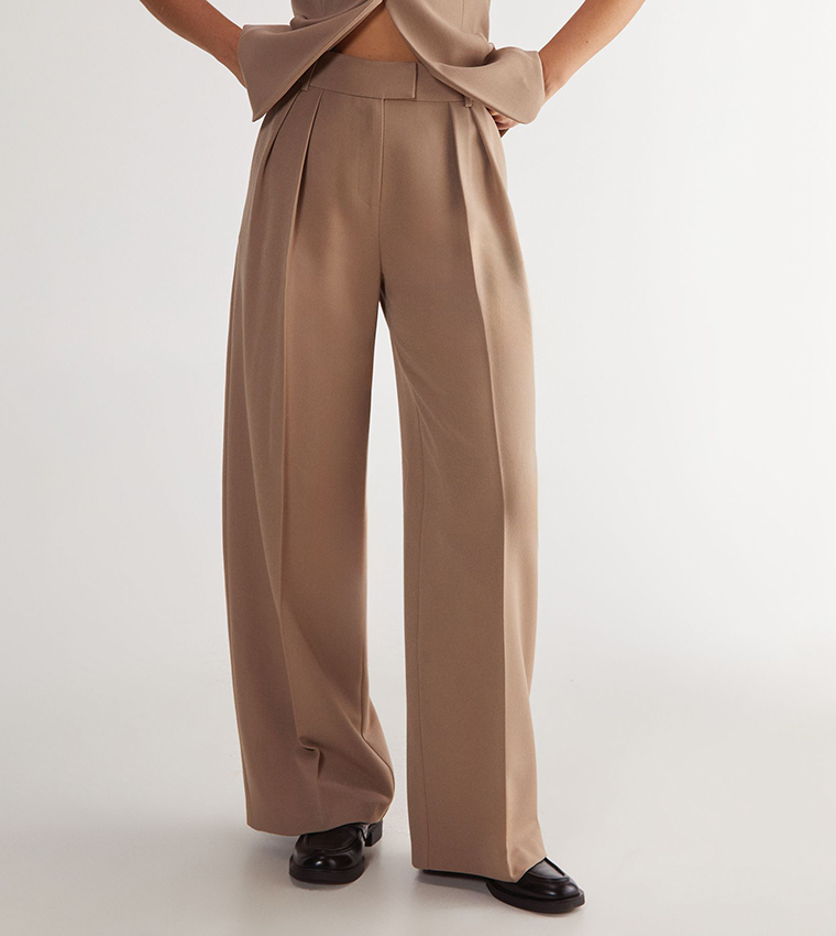 Pleat Front Tailored Straight Fit Trousers