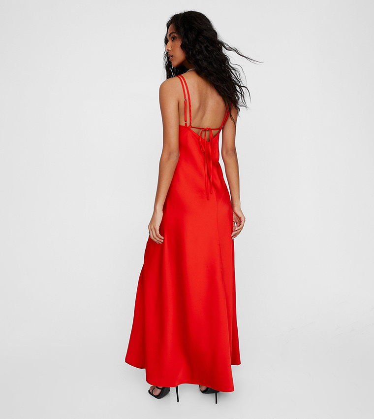 nasty gal red dress Red Taffeta Bow Mini Cocktail Dress